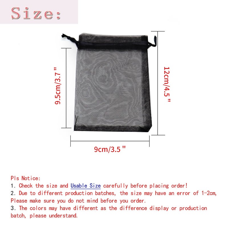 Bezall 50Pcs 3.5x4.5 Inch Sheer Organza Bags, Black Halloween Favor Bags with Drawstring, Festival Party Gift Candy Jewelry Pouches - Image 4